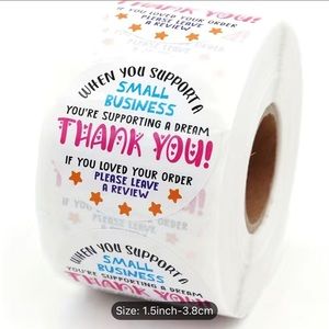 NEW 500 Roll of 1-1/2” Thank You Stickers